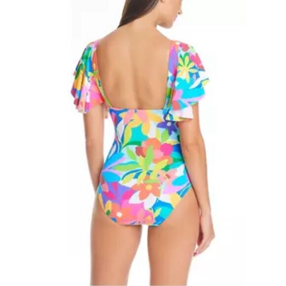 Bleu Rod Beattie Away We Go Ruffle Sleeve Mio One Piece Swimsuit - Picture 2 of 6